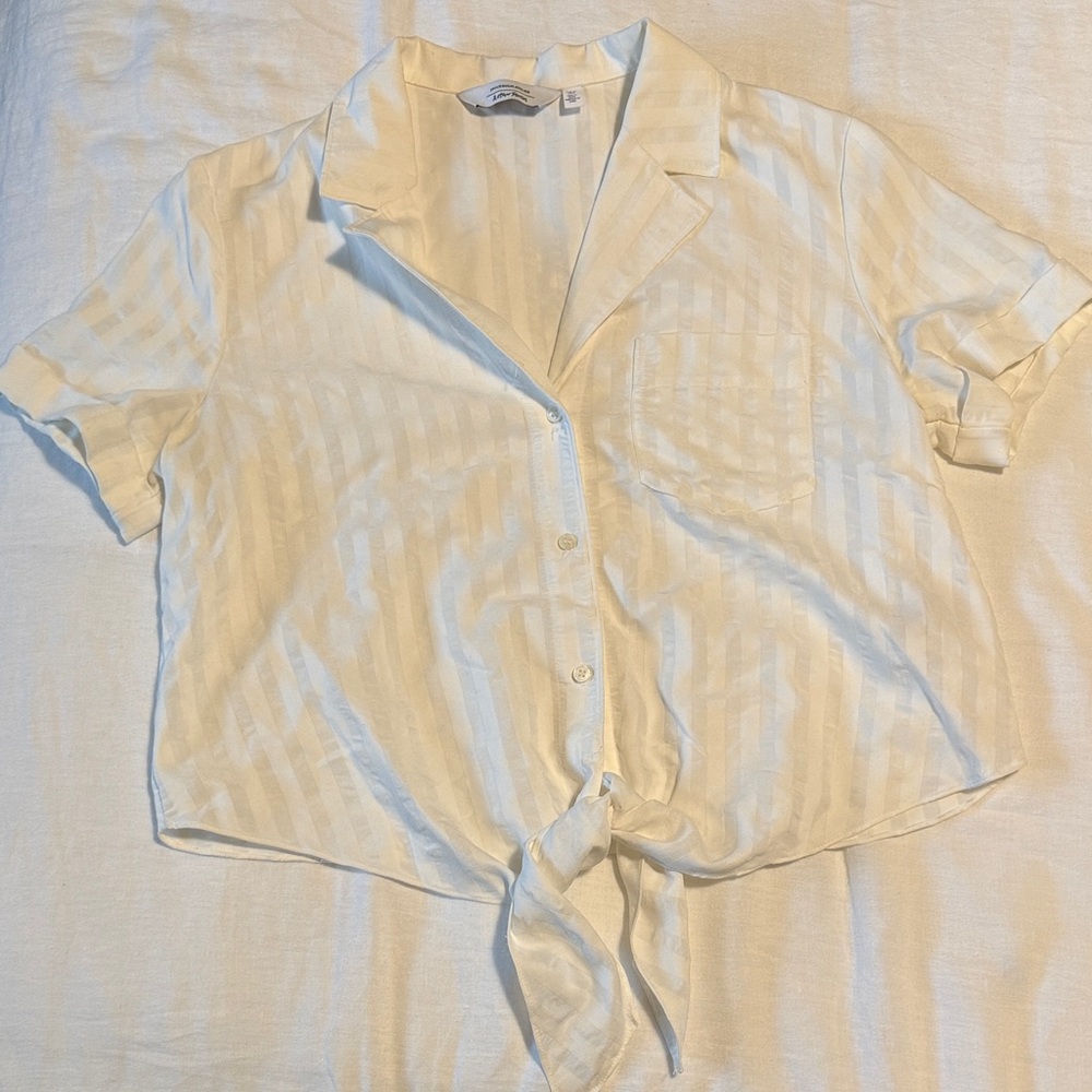 Elegant Cream Striped Button-Down Shirt